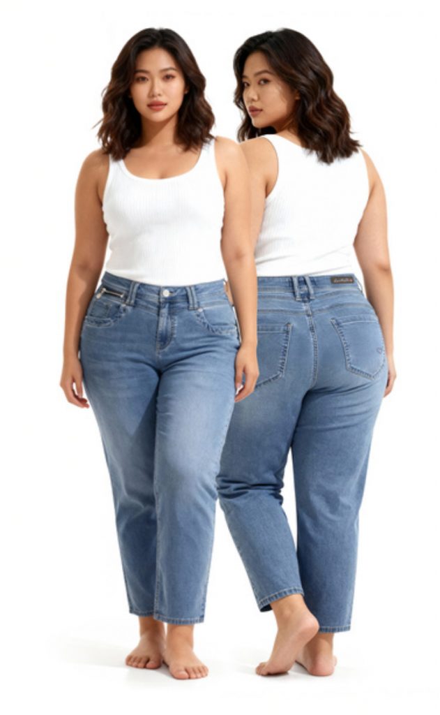 LEMAPA Curvy Jeans in hellblauer Denim-Waschung – Plus Size Damenjeans mit Front- und Rückansicht im Jeans House Olching.