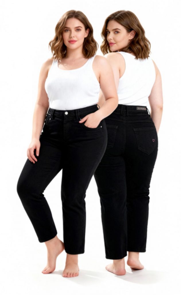 LEMAPA Curvy Jeans in Schwarz – Plus Size Damenjeans mit Front- und Rückansicht für optimale Passform im Jeans House Olching.